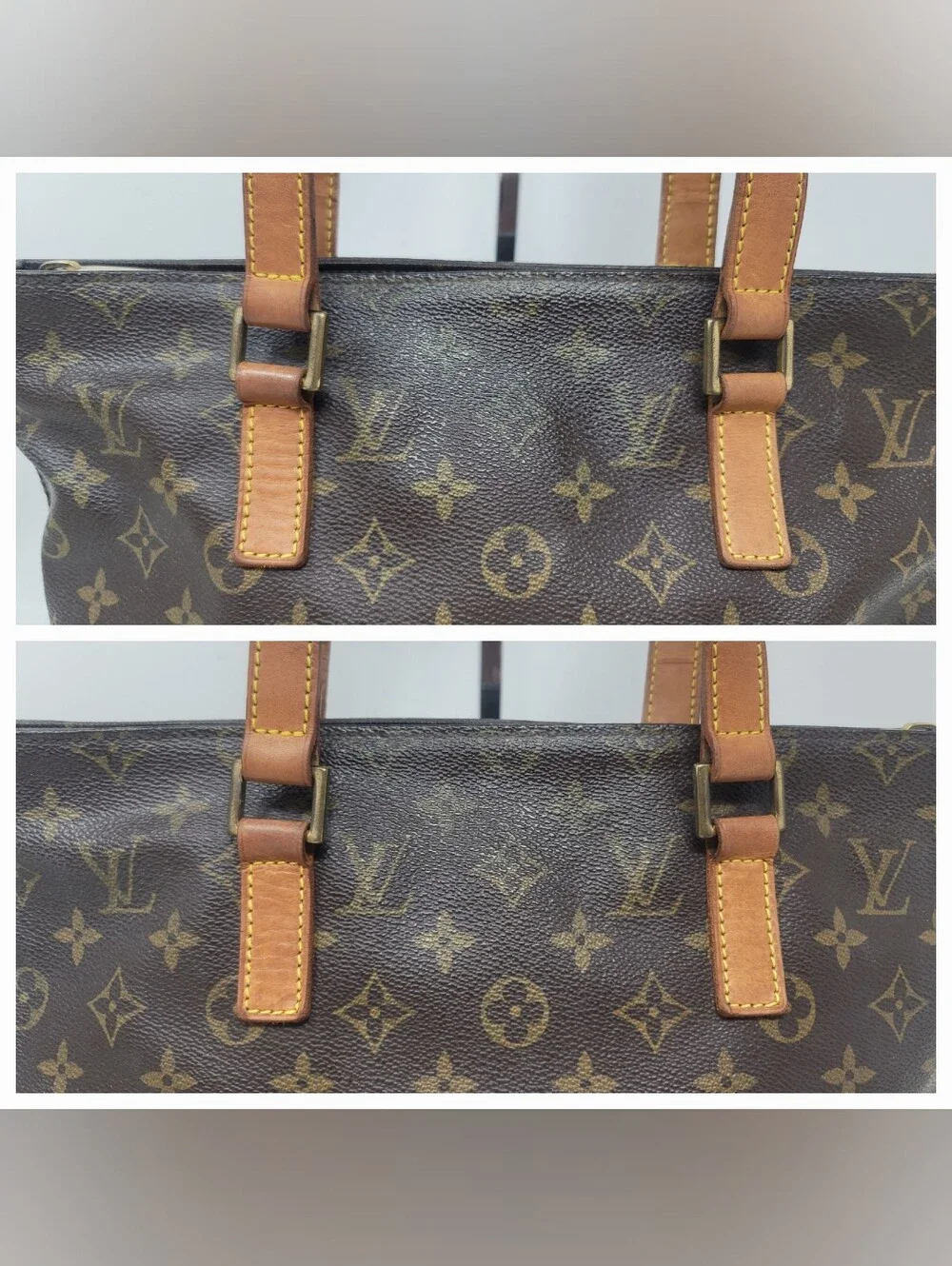 Louis Vuitton Cabas Piano Monogram Canvas Leather Shoulder Bag Authentic DU0072